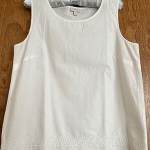 TALBOTS White Embroidered Sleeveless TOP, NWOT